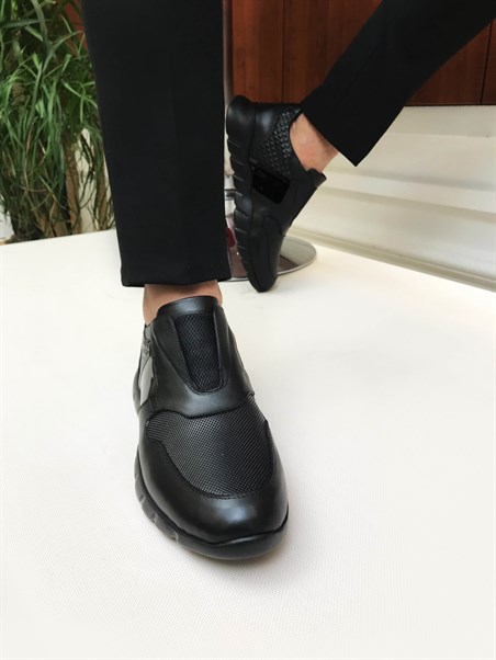 İtalyan Stil İç dış naturel deri erkek ayakkabı siyah T6769