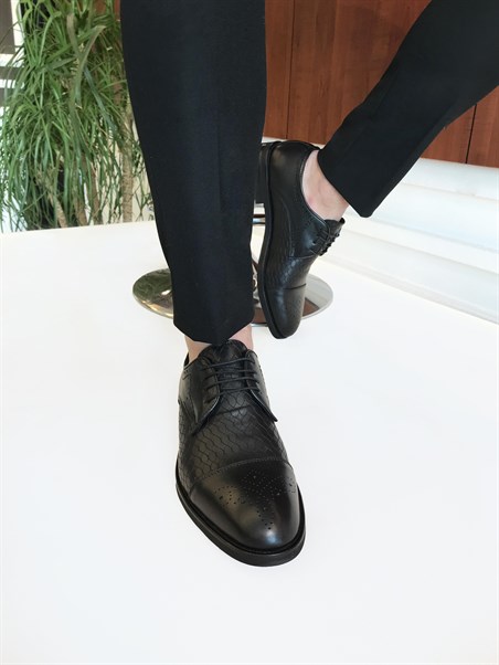 İtalyan stil iç dış naturel deri erkek ayakkabı Siyah T6723