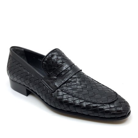 İtalyan stil iç dış naturel deri erkek ayakkabı Siyah T7855