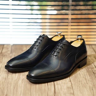 Classic İç dış naturel deri erkek ayakkabı Koyu Lacivert T4881