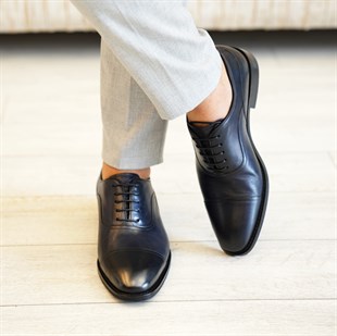 Classic İç dış naturel deri erkek ayakkabı Koyu Lacivert T4881
