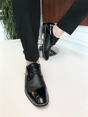İtalyan stil damatlık erkek rugan ayakkabı Siyah T5017