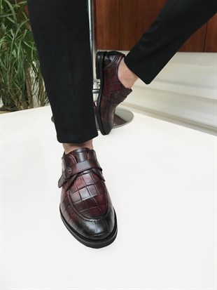İtalyan Stil İç dış naturel deri erkek ayakkabı bordo T6765