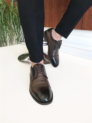 İtalyan stil iç dış naturel deri erkek ayakkabı Kahverengi T6727