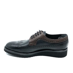 İtalyan Stil İç dış naturel deri erkek ayakkabı Siyah T7636