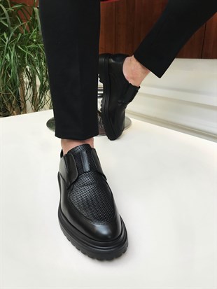 İtalyan Stil İç dış naturel deri erkek ayakkabı siyah T6768