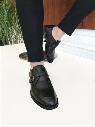 İtalyan stil iç dış naturel deri erkek ayakkabı Siyah T6725