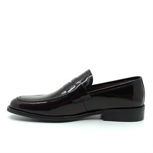 İtalyan stil iç dış naturel deri erkek ayakkabı Bordo T7571