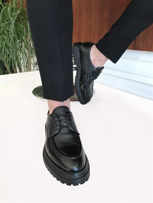 İtalyan stil iç dış naturel deri erkek ayakkabı Siyah T6722