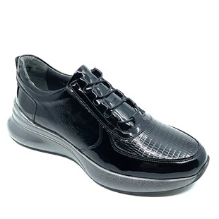 İtalyan stil iç dış naturel deri erkek spor ayakkabı Siyah T7713