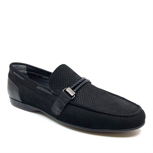 İtalyan stil iç dış naturel deri erkek ayakkabı Siyah T7833
