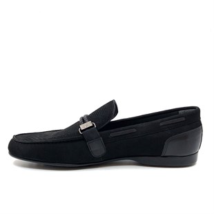 İtalyan stil iç dış naturel deri erkek ayakkabı Siyah T7833