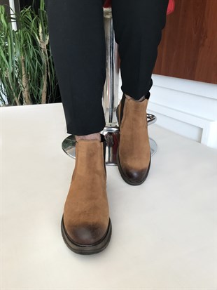 İtalyan stil iç dış naturel deri kışlık erkek bot ayakkabı camel T6527