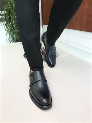 İtalyan stil iç dış naturel deri kışlık erkek ayakkabı lacivert T6790