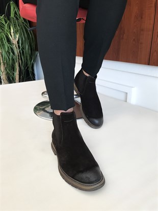 İtalyan stil iç dış naturel deri kışlık erkek bot ayakkabı Kahverengi T6553