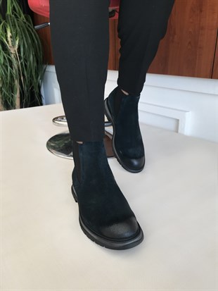 İtalyan stil iç dış naturel deri kışlık erkek bot ayakkabı Yeşil T6556