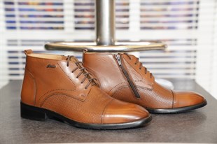İtalyan stil iç dış naturel deri kışlık erkek bot ayakkabı camel T4033