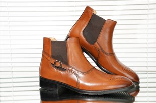 İtalyan stil iç dış naturel deri kışlık erkek bot ayakkabı kahverengi T4048